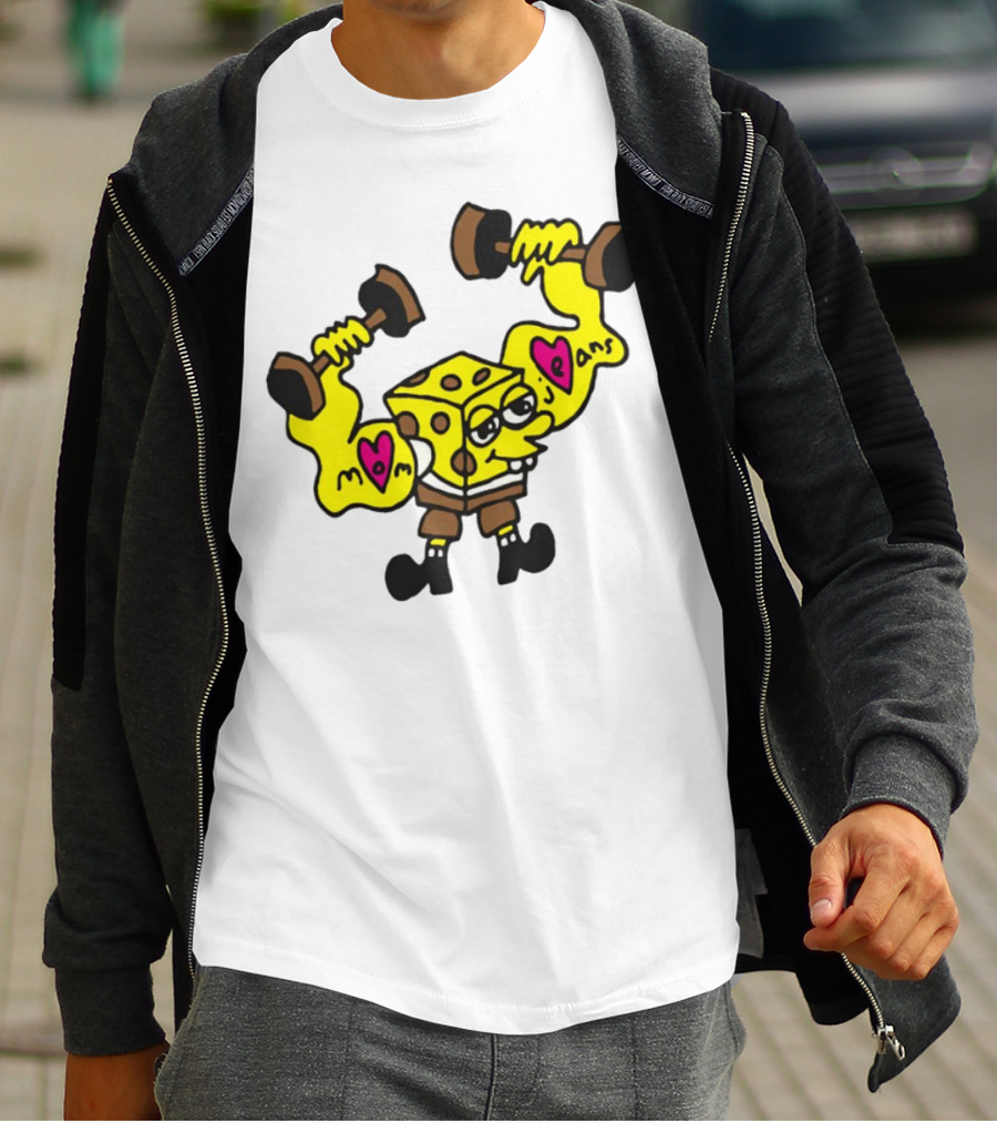 Musclebob Lovepants Mom Jeans Spongebob Dumbells T-Shirt