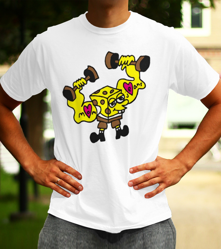 Musclebob Lovepants Mom Jeans Spongebob Dumbells T-Shirt