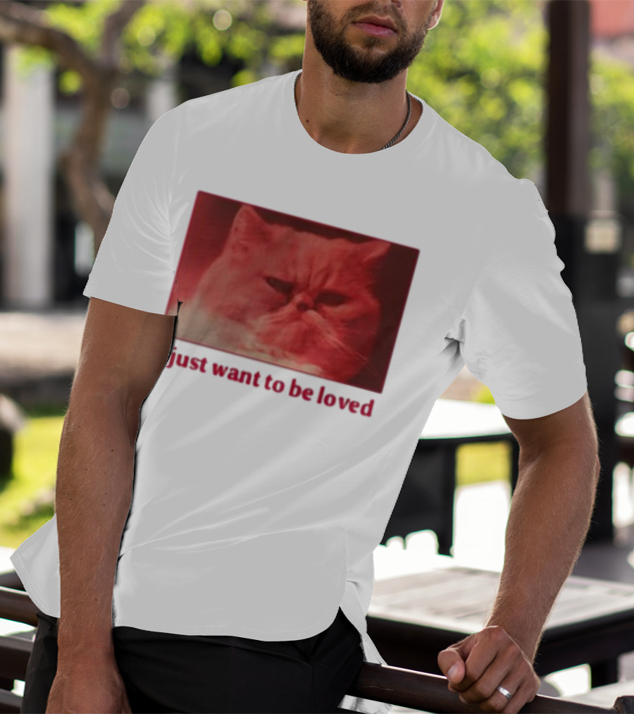 Volodymyr Testardі I Just Want To Be Loved Grumpy Cat Red Tones T-Shirt
