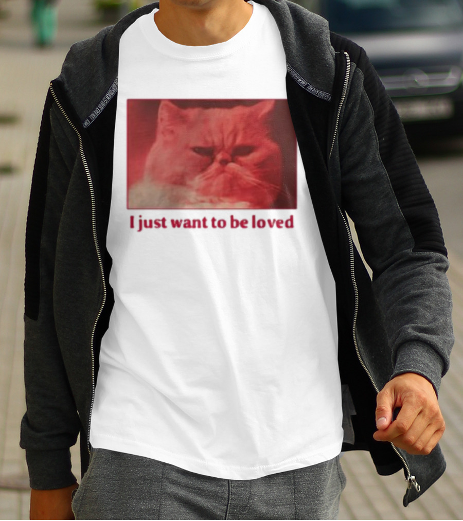 Volodymyr Testardі I Just Want To Be Loved Grumpy Cat Red Tones T-Shirt