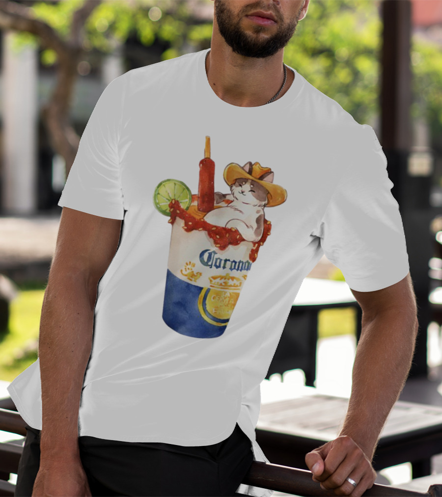 Michelada Vanilla Ryder Cat With Cowboy Hat In Corona Cup With Lime And Chamoy T-Shirt