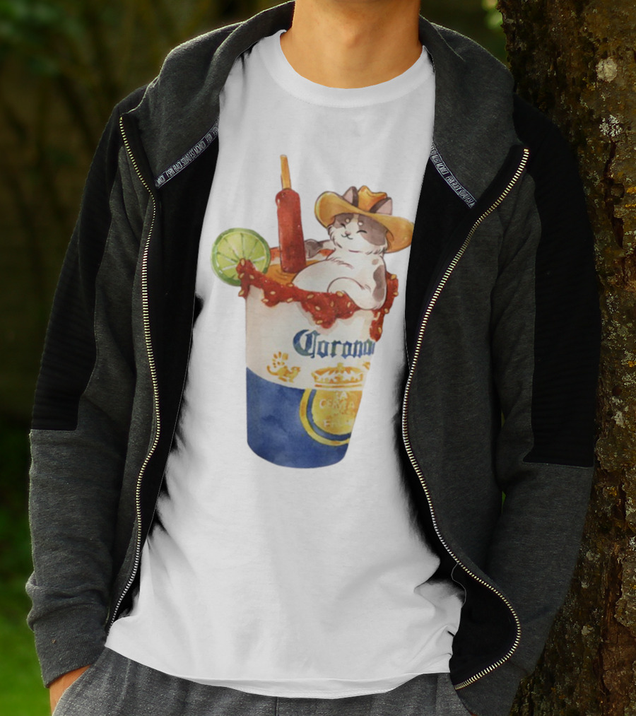 Michelada Vanilla Ryder Cat With Cowboy Hat In Corona Cup With Lime And Chamoy T-Shirt