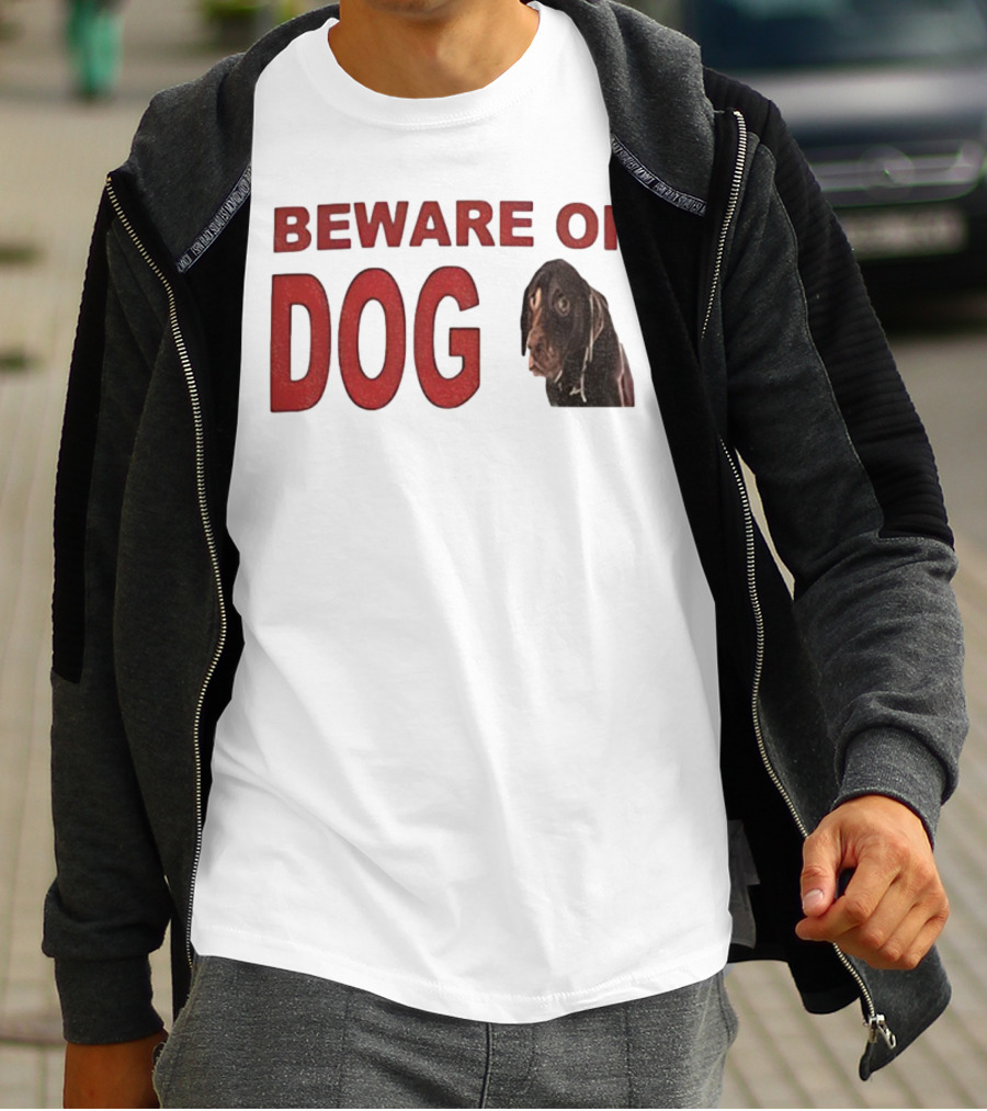 BEWARE OF DOG Meme Vintage Humor T-Shirt
