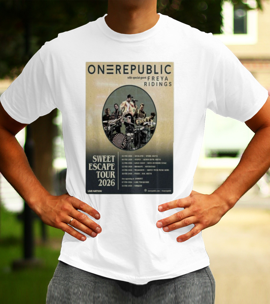 ONEREPUBLIC Sweet Escape Tour Australia New Zealand 2026 Special Guest Freya Ridings T-Shirt