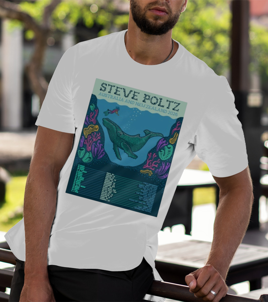 Steve Poltz Australia New Zealand Tour 2026 Concert Dates Underwater Theme T-Shirt