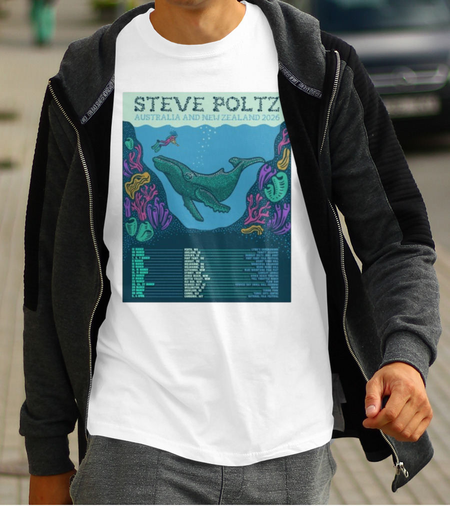 Steve Poltz Australia New Zealand Tour 2026 Concert Dates Underwater Theme T-Shirt