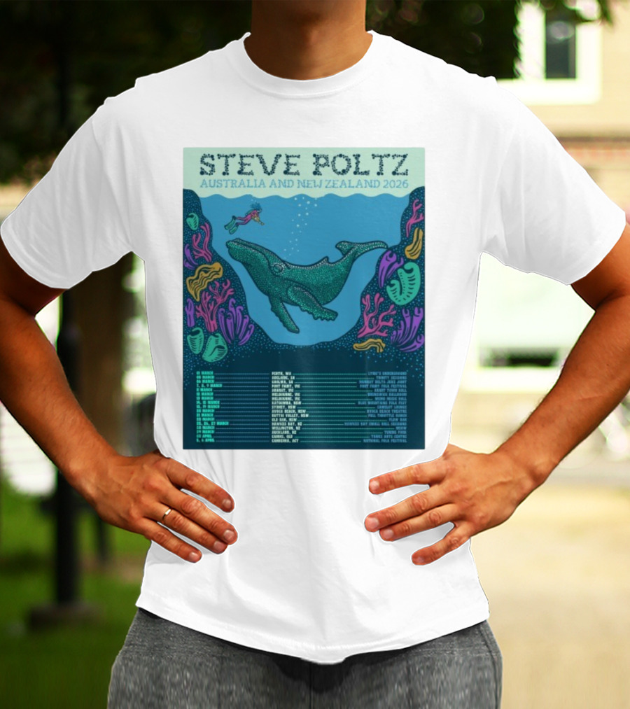 Steve Poltz Australia New Zealand Tour 2026 Concert Dates Underwater Theme T-Shirt