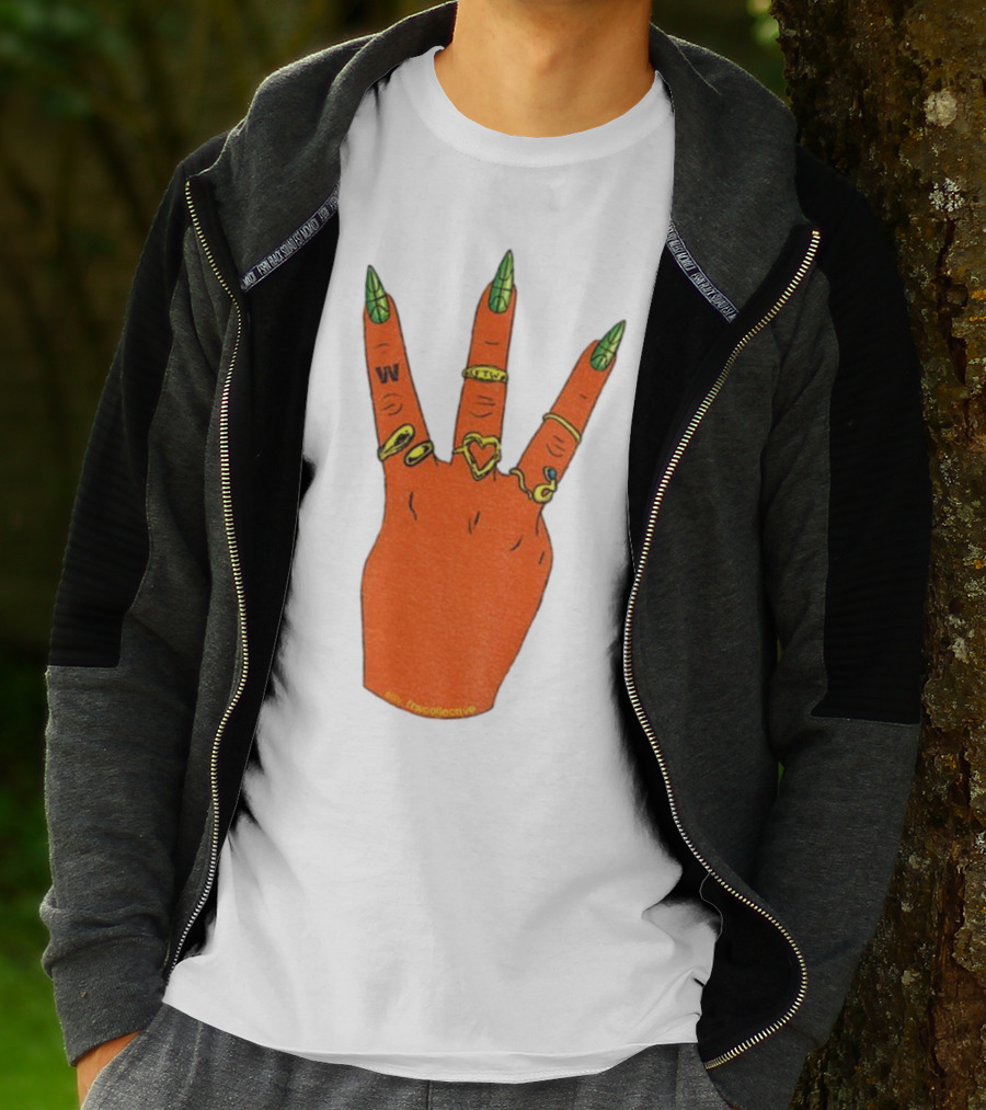 W Basketball Three Fingers Orange Hand Gesture Logo T-Shirt