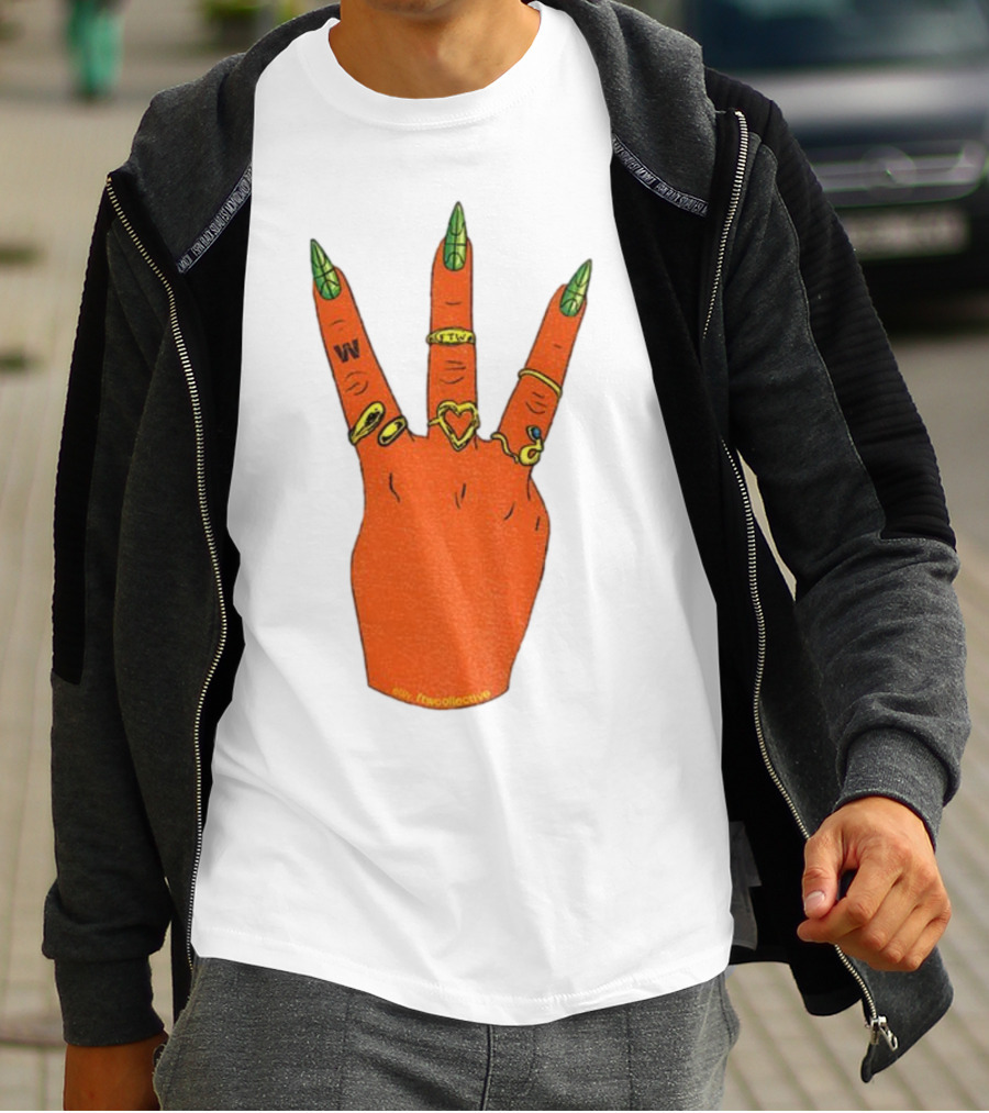 W Basketball Three Fingers Orange Hand Gesture Logo T-Shirt