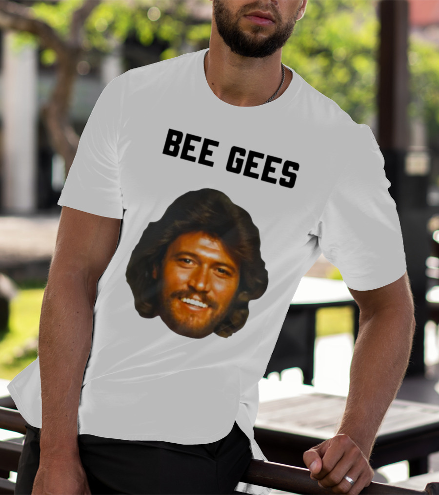 Barry Gibb Bee Gees Iconic Face Retro 70s Style T-Shirt