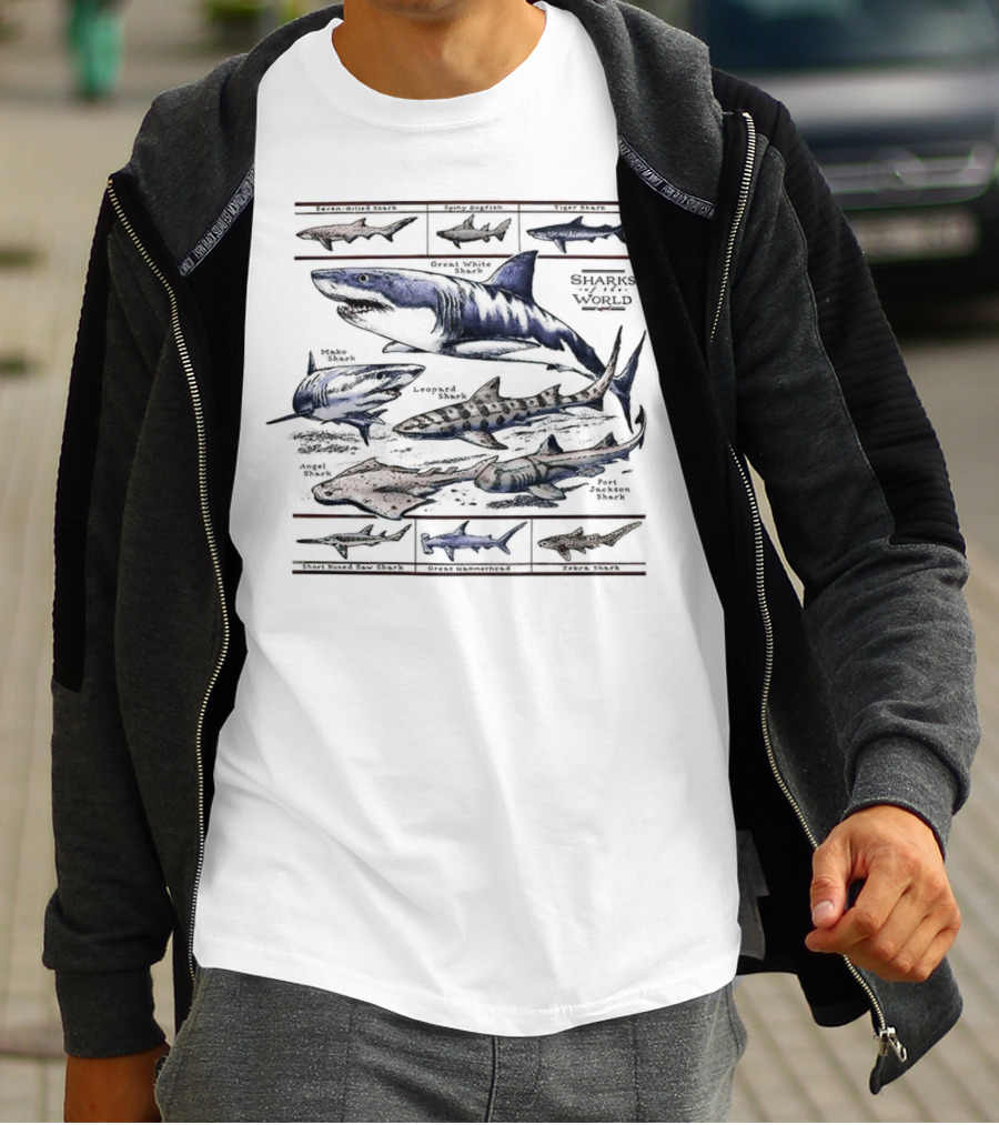 Field Guide Sharks World Marine Life Species Chart T-Shirt