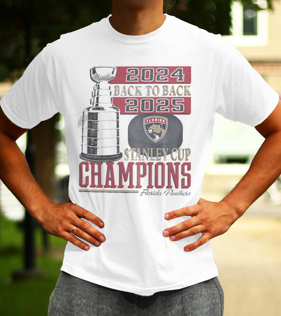 Florida Panthers 2024 2025 Back To Back Stanley Cup Champions Vintage 47 White T-Shirt