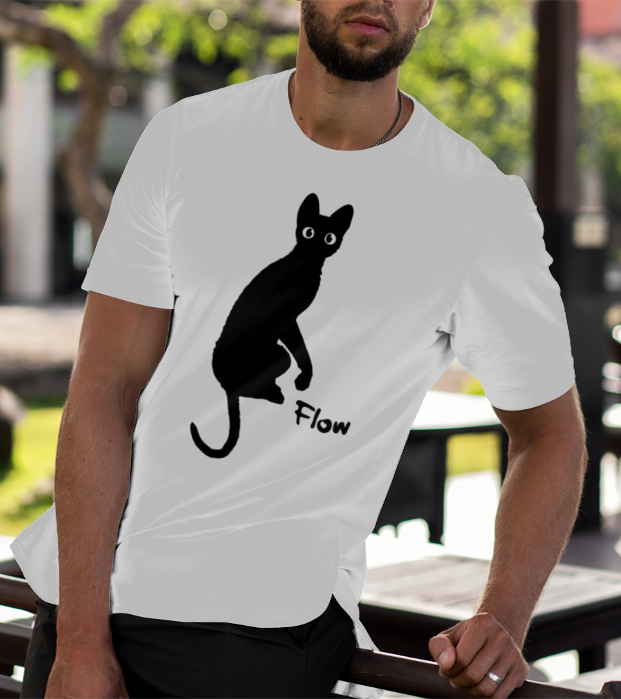 Flow Movie India Ink Cat Silhouette T-Shirt