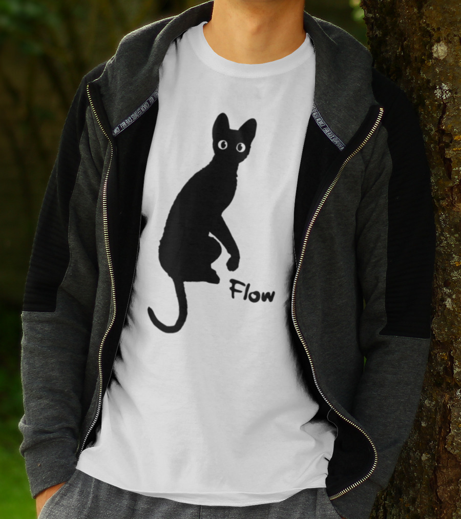 Flow Movie India Ink Cat Silhouette T-Shirt