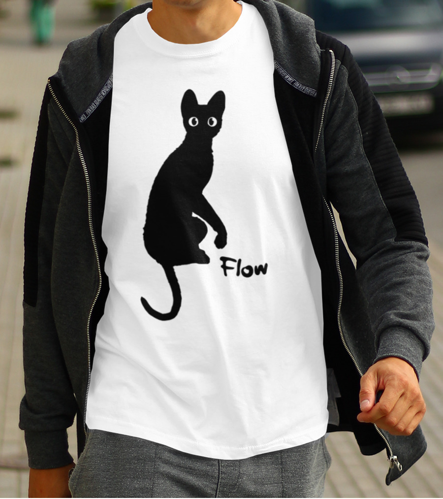 Flow Movie India Ink Cat Silhouette T-Shirt