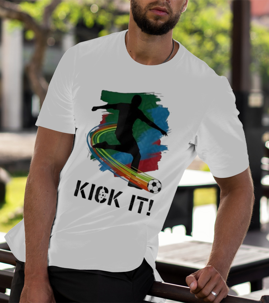 Kick It Soccer Player Rainbow Trail T-Shirt