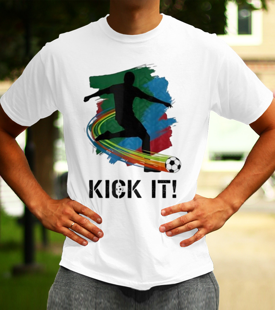Kick It Soccer Player Rainbow Trail T-Shirt