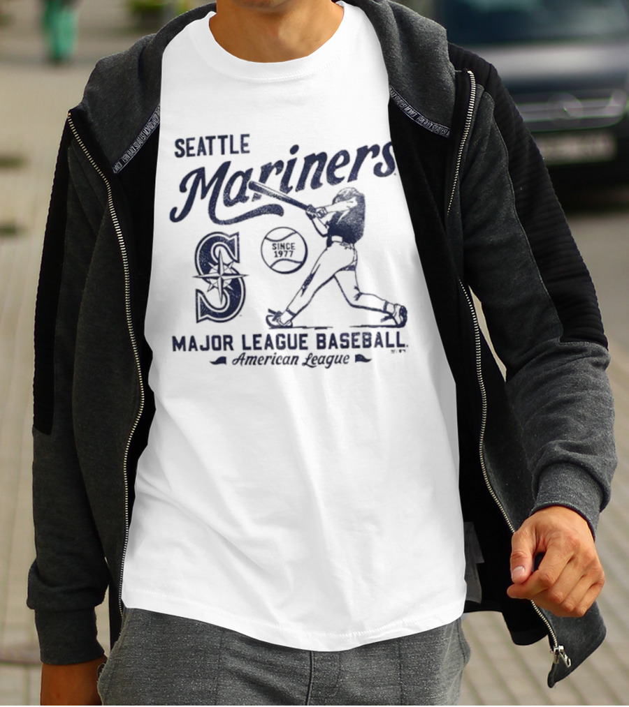 Seattle Mariners Major League Baseball Regional Foundation Slogan Player Silhouette T-Shirt