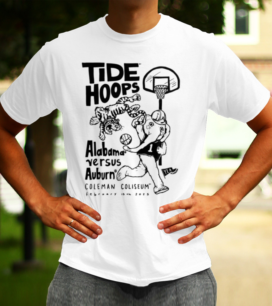 Tide Hoops Alabama Versus Auburn Basketball Showdown Crimson Night T-Shirt