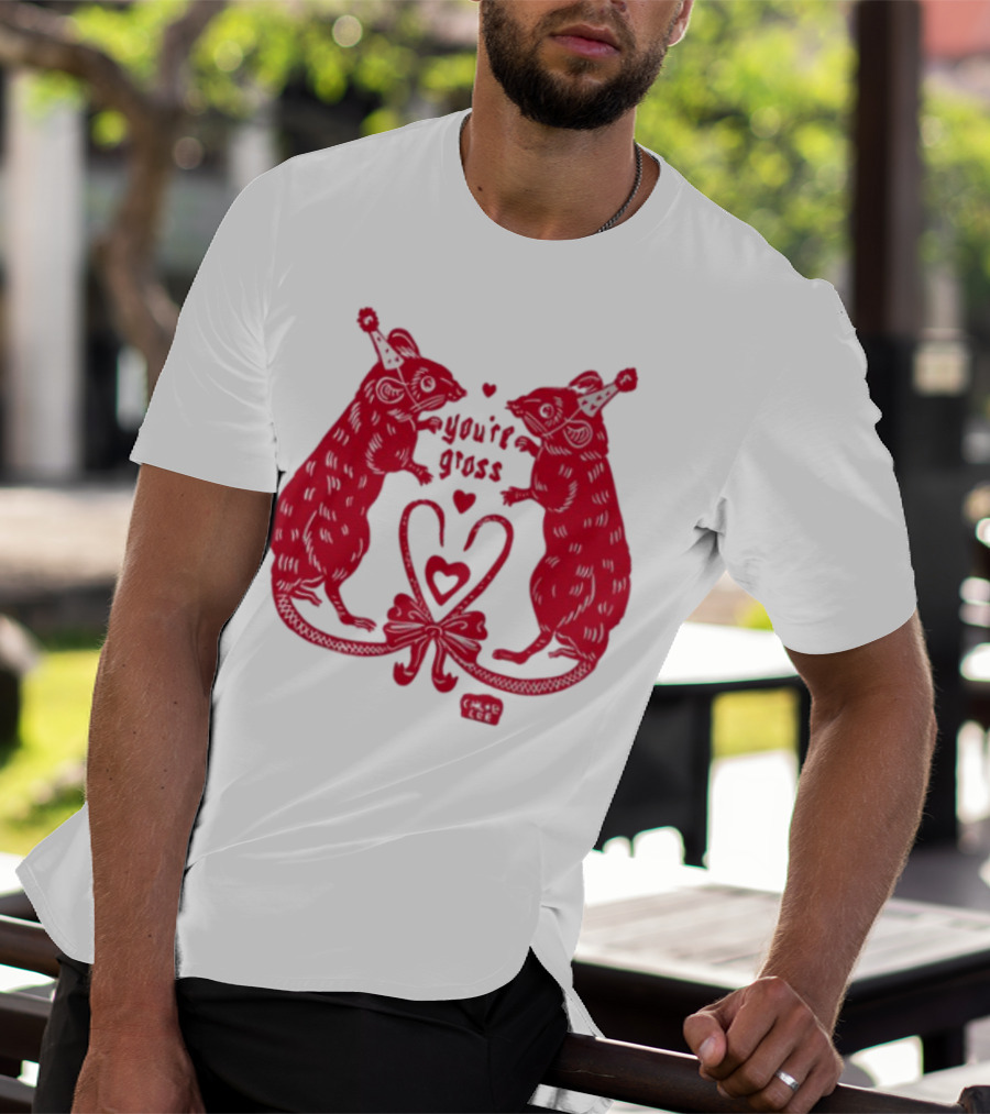 You're Gross Rats Party Hat Love Hearts T-Shirt