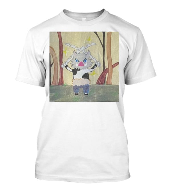 Boarbeef Inosuke Inspired Drawing Two Swords Forest Background T-Shirt