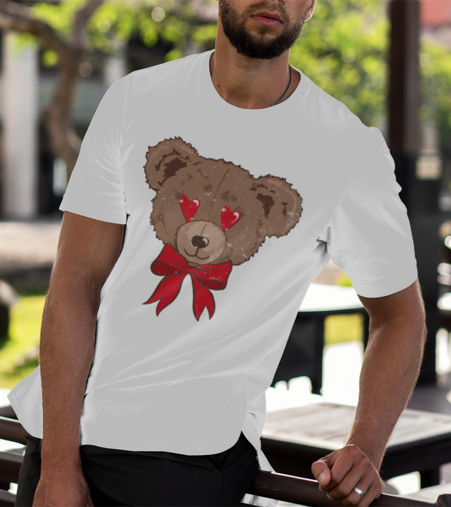 I Love You Beary Much Heart Eyes Teddy Bear Red Bow T-Shirt