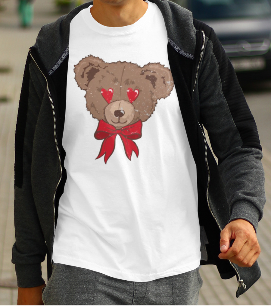 I Love You Beary Much Heart Eyes Teddy Bear Red Bow T-Shirt
