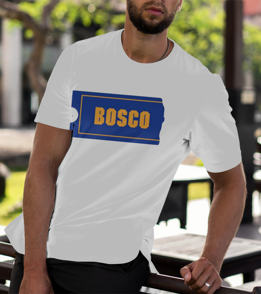 Bosco Blue Ticket Style Bold Text Design T-Shirt