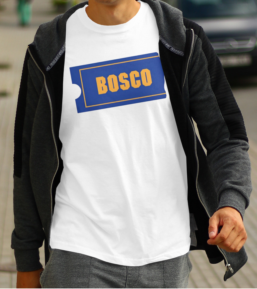 Bosco Blue Ticket Style Bold Text Design T-Shirt