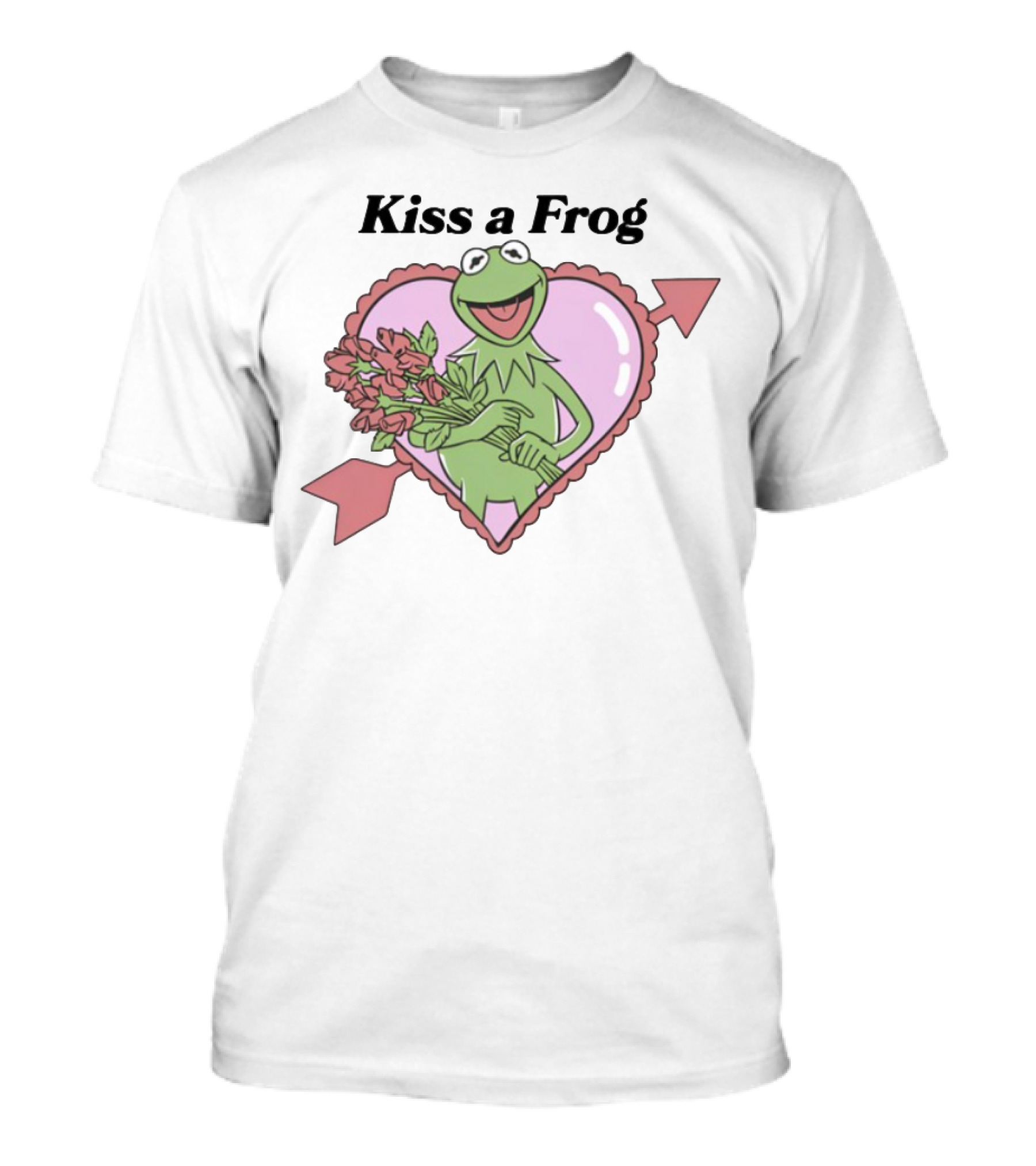 Kiss A Frog Heart Arrow Roses Kermit Valentine's Day T-Shirt