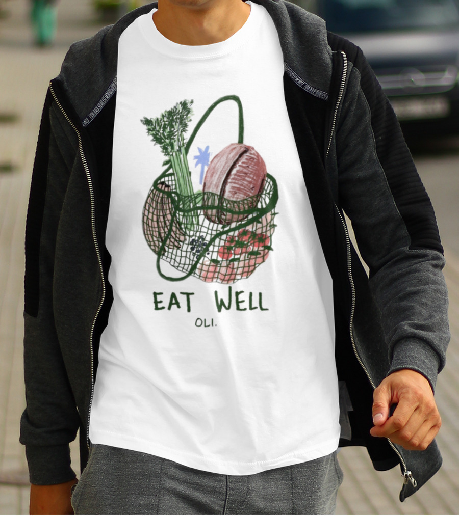 Eat Well Oli Vegetable Basket Illustration T-Shirt