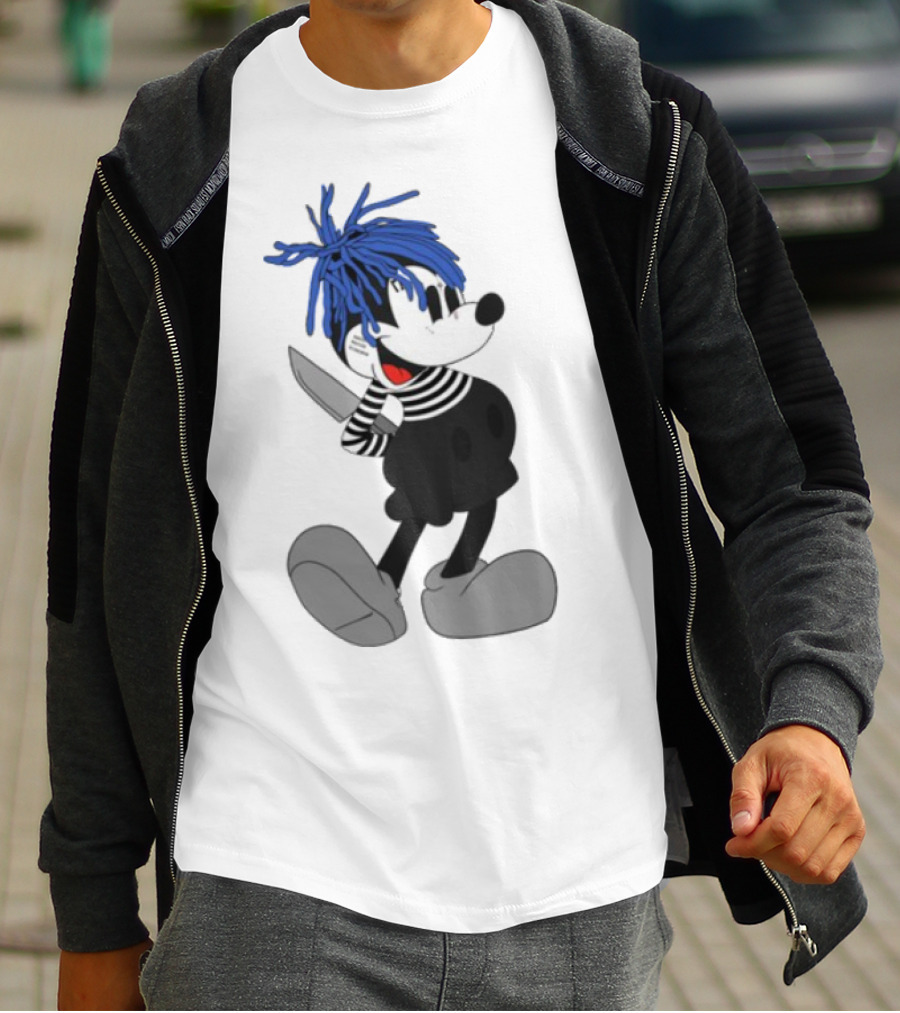 Revenge X Sad Mickey Mouse Knife Emotive Punk Mashup T-Shirt