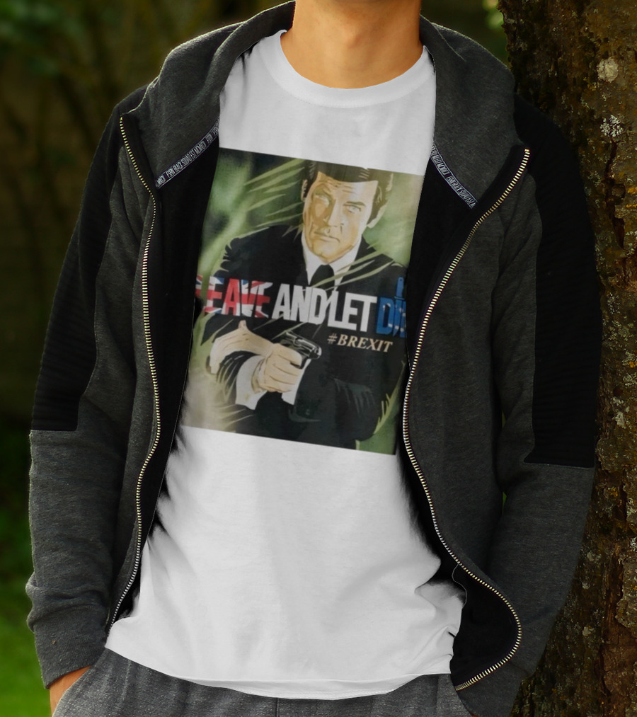 James Bond Leave And Let Die Brexit Iconic Movie Reference With British Flag And Gun T-Shirt