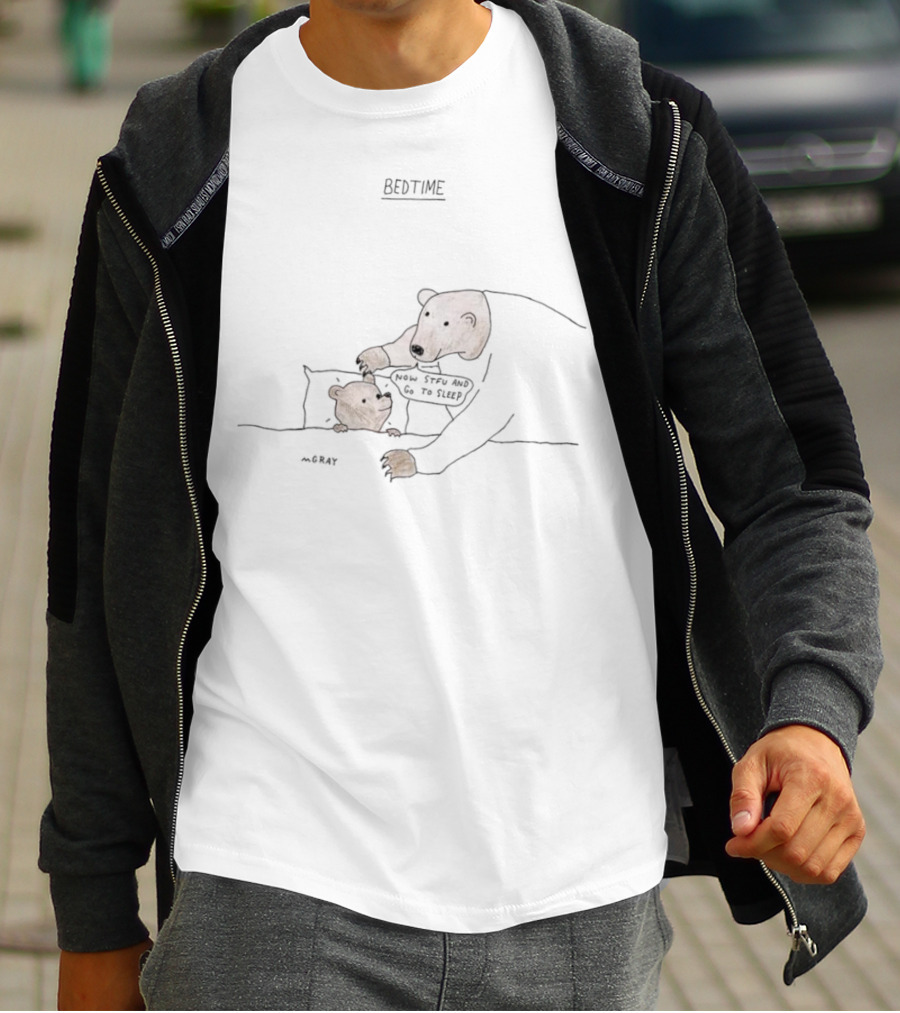 Bears Bedtime Now STFU And Go To Sleep Cute Polar Bear Family T-Shirt