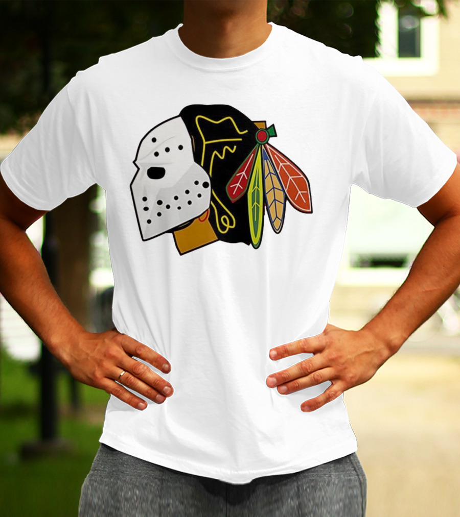 Chicago Blackhawks Hockey Mask Team Colors T-Shirt