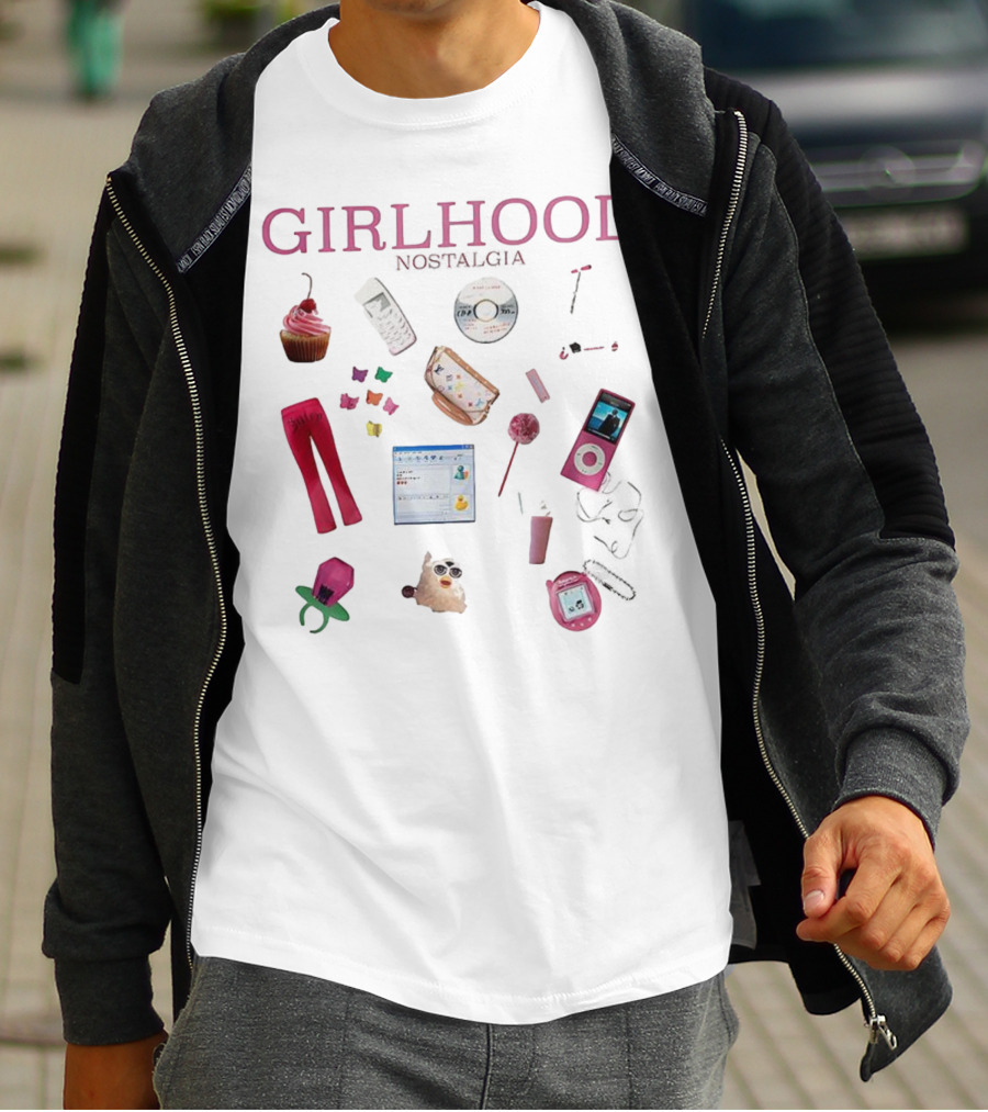 Girlhood Nostalgia 2000s Style Icons IPod Flip Phone Tamagotchi MSN Messenger Cupcake T-Shirt
