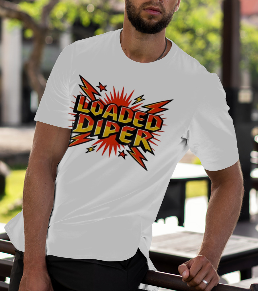 Loaded Diper Band Logo Comic Book Style Explosion Graphic T-Shirt