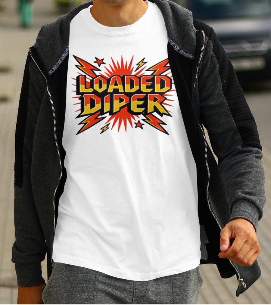 Loaded Diper Band Logo Comic Book Style Explosion Graphic T-Shirt