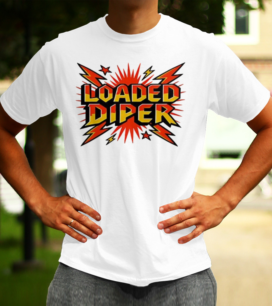 Loaded Diper Band Logo Comic Book Style Explosion Graphic T-Shirt