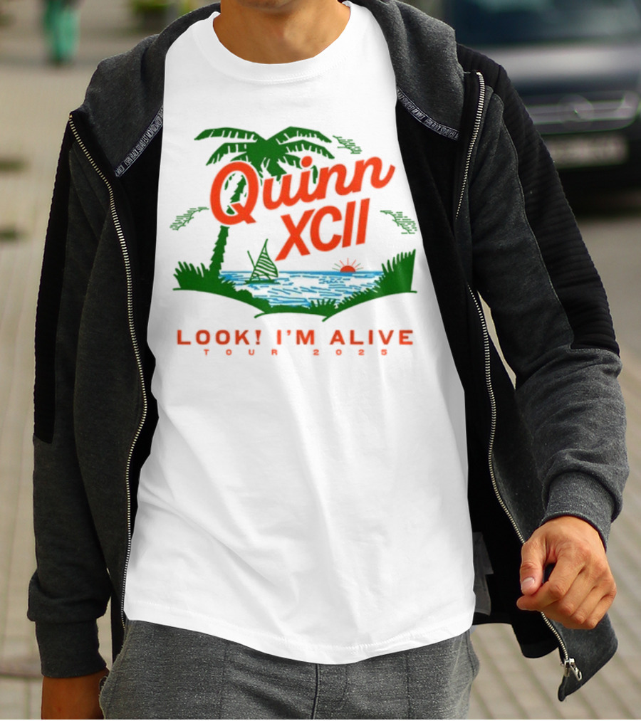 Quinn XCII Look! I’m Alive Tour 2025 Palm Trees Sunset Lake Scene T-Shirt