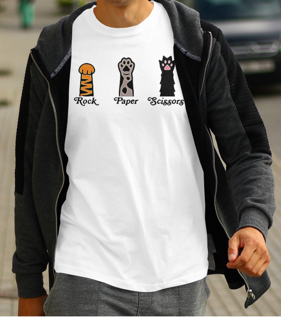 Rock Paper Scissors Cat Paw Love T-Shirt