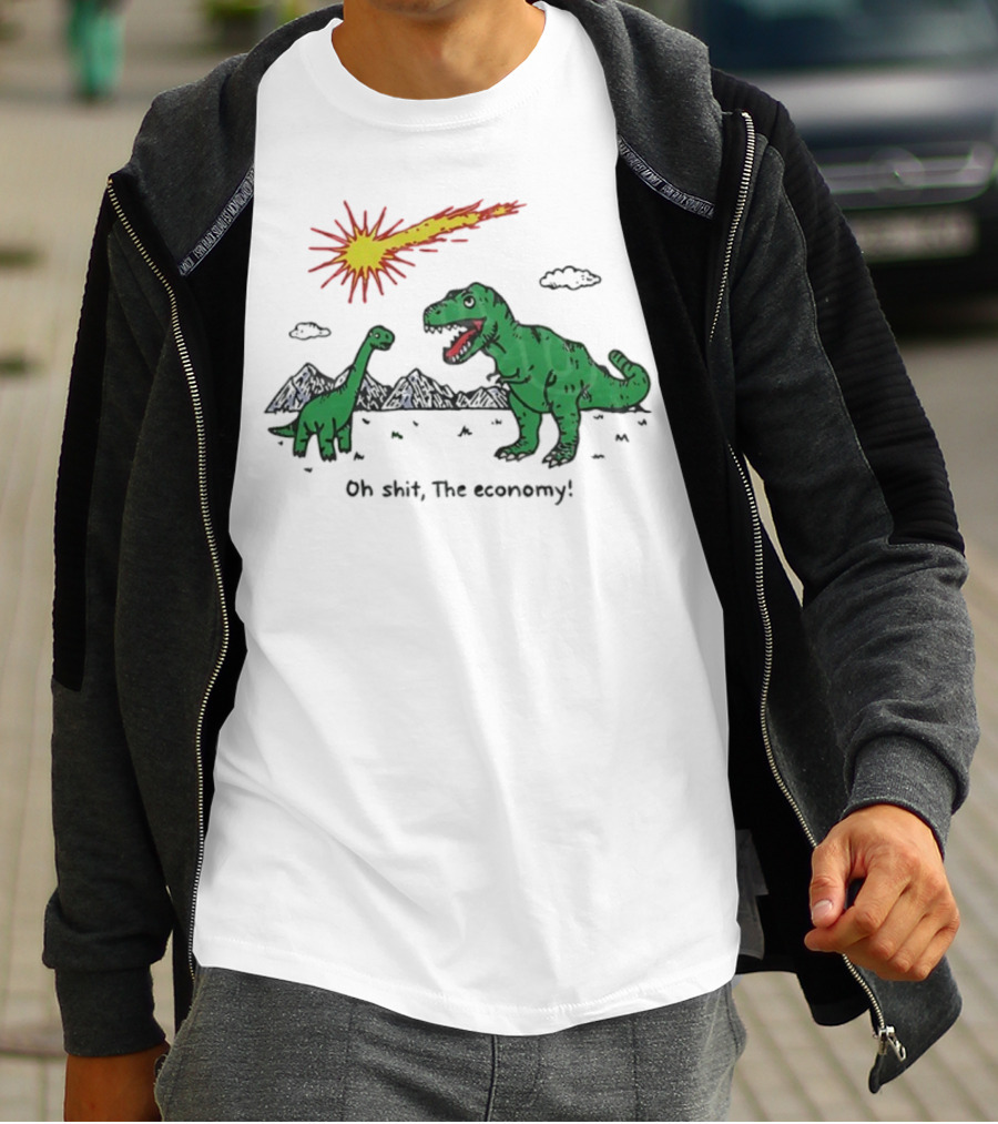 T-rex And Apatosaurus Meteor Impact Oh Shit The Economy T-Shirt