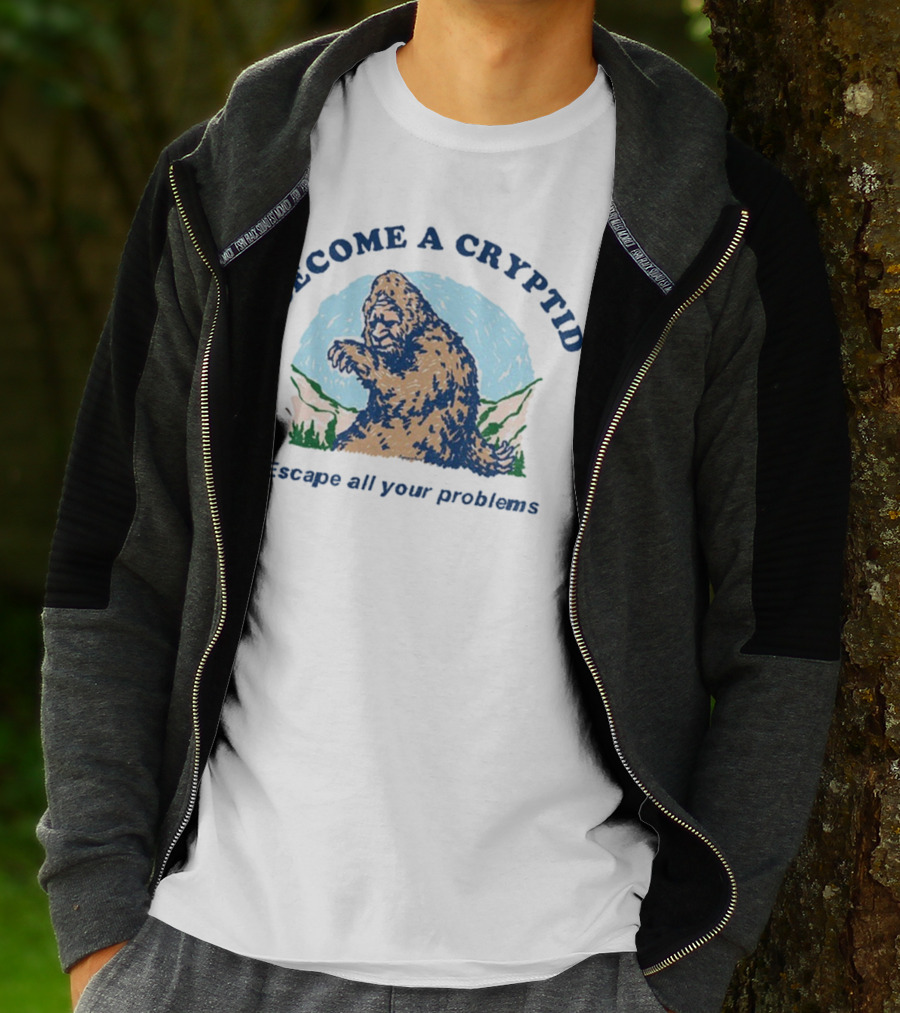 Become A Cryptid Escape All Your Problems Bigfoot Retro Style T-Shirt