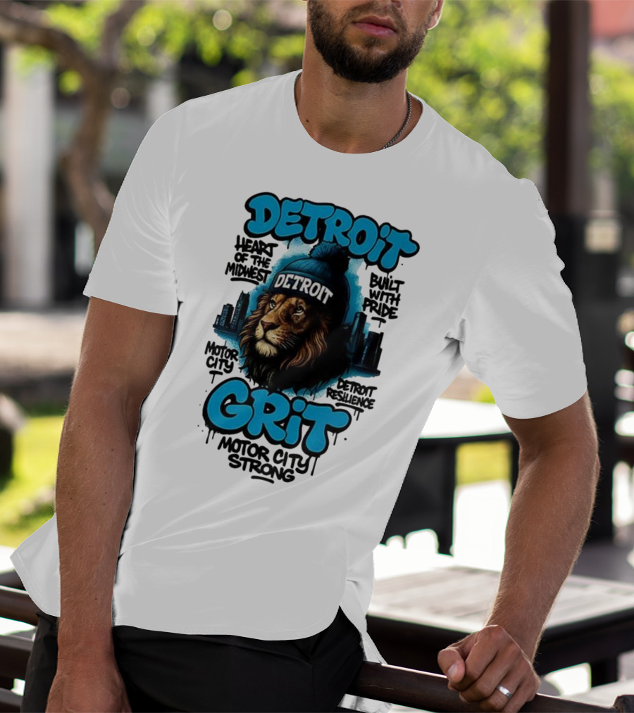 Detroit Grit Motor City Resilience Heart Of The Midwest Bullet With Pride Strong Skyline T-Shirt