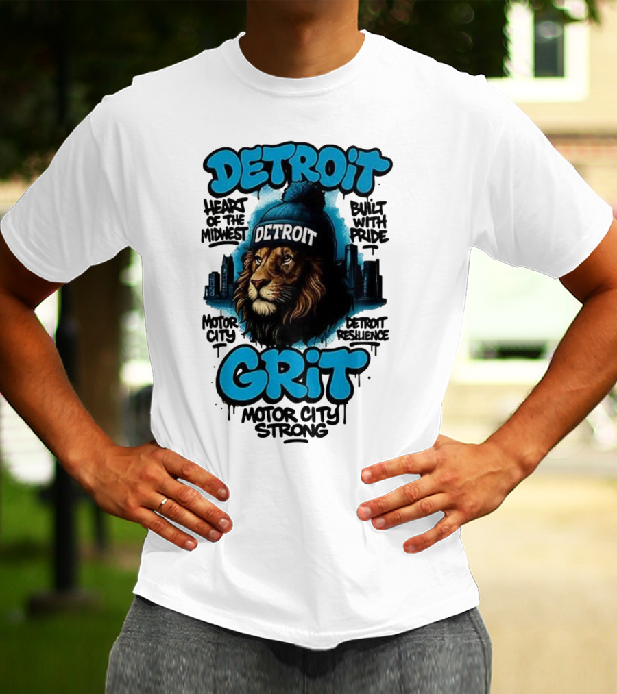 Detroit Grit Motor City Resilience Heart Of The Midwest Bullet With Pride Strong Skyline T-Shirt