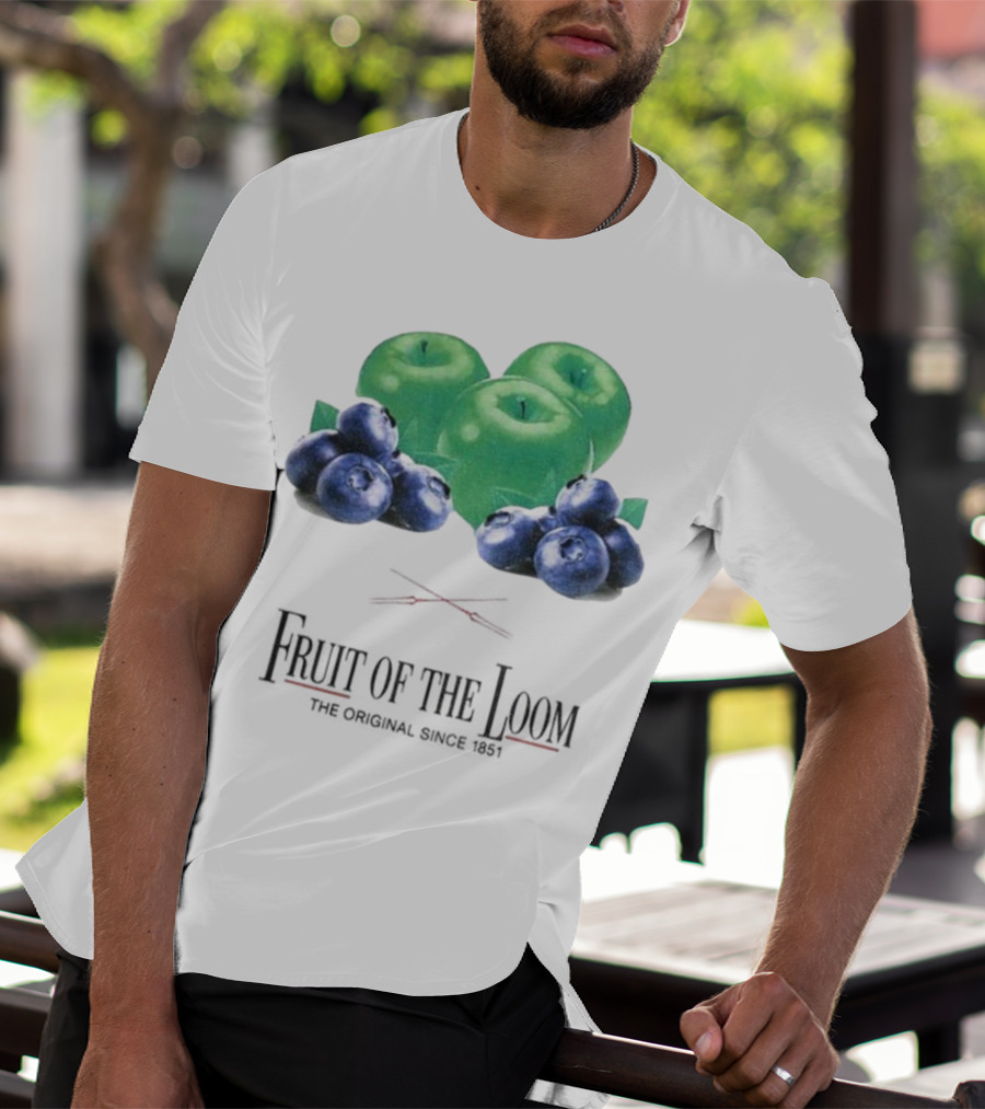 Fruit Of The Loom Original Since 1851 Green Apples Blueberries T-Shirt