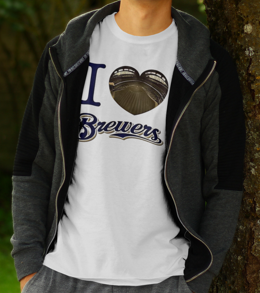 I Love Brewers Heart Stadium Milwaukee MLB T-Shirt