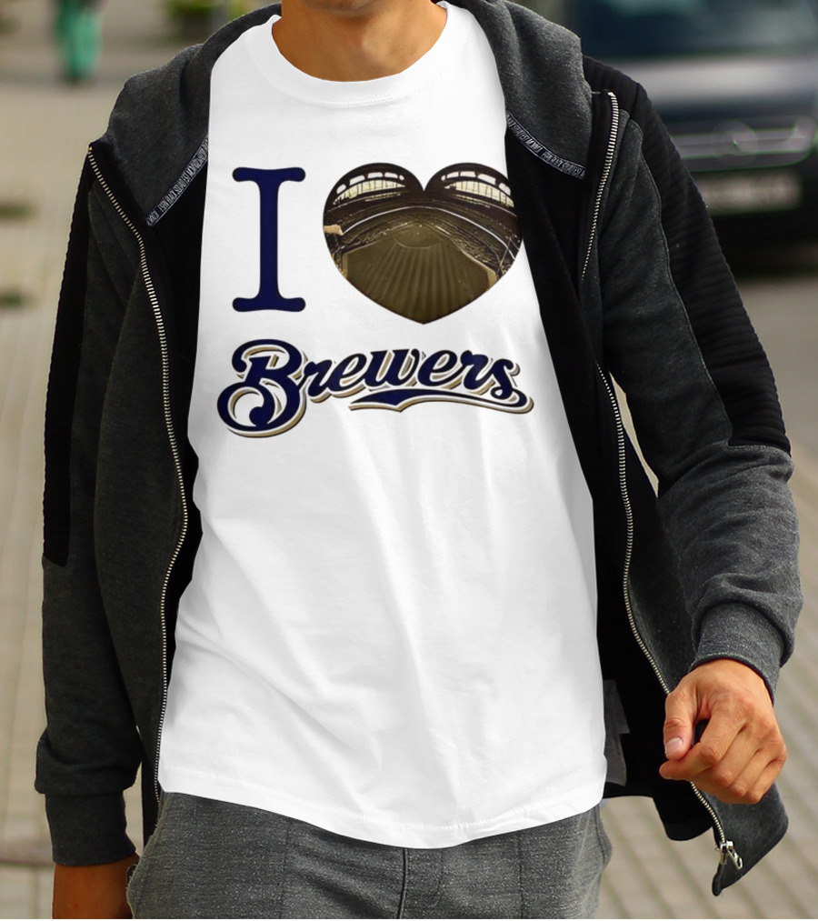 I Love Brewers Heart Stadium Milwaukee MLB T-Shirt