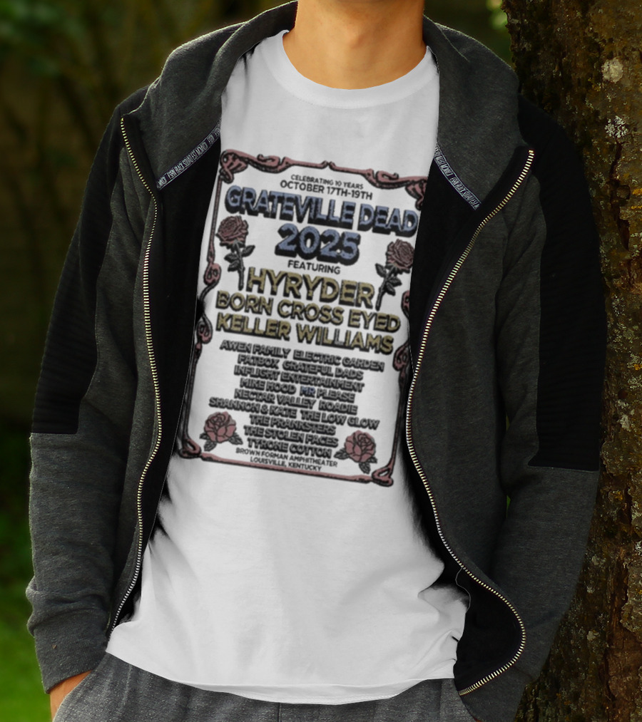 Grateville Dead 2025 Hyrÿder Born Cross Eyed Keller Williams Brown Forman Amphitheater Oct 17-19 T-Shirt
