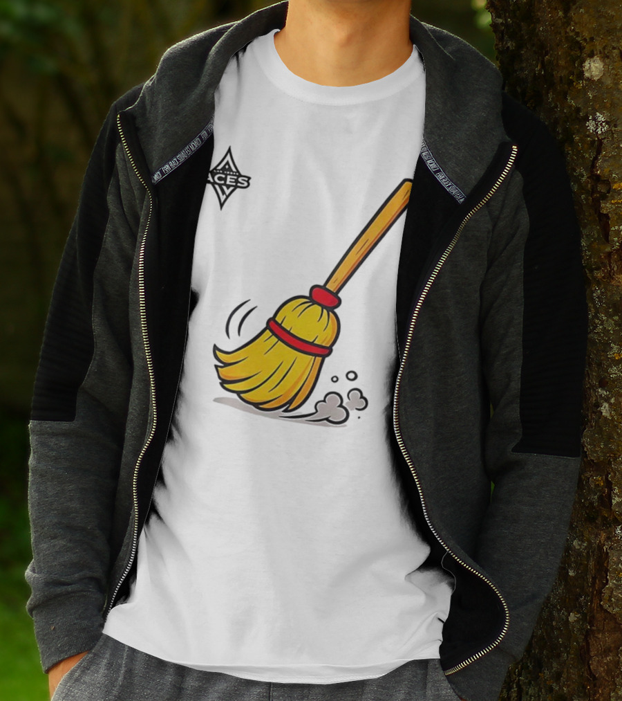 Las Vegas Aces Broom 2025 Championship Victory Sweep T-Shirt